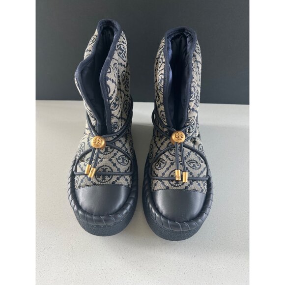 Tory Burch Women's Blue T Monogram Bootie Boots size 5 - Picture 4 of 11